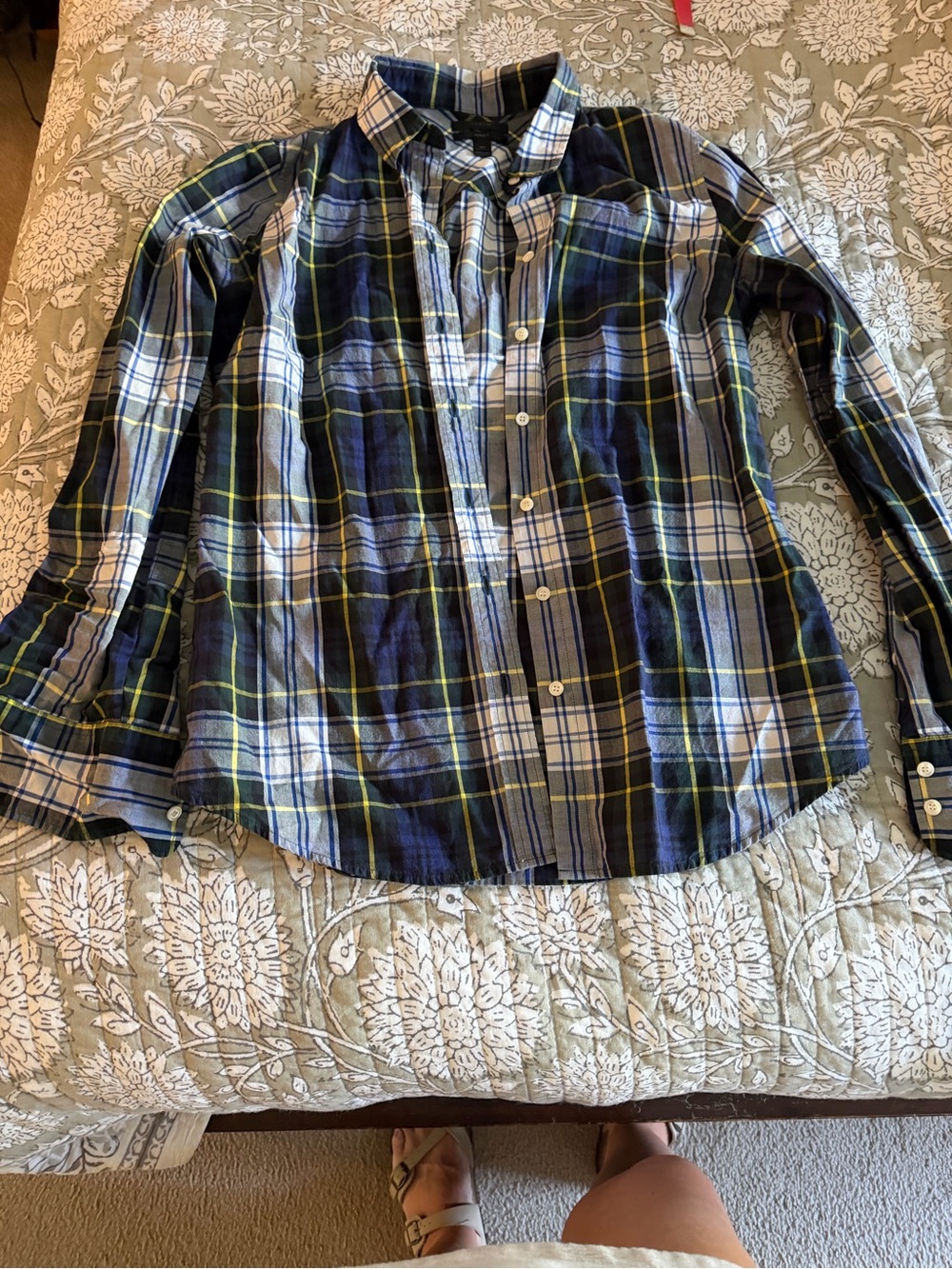 J. Crew women’s - perfect shirt. Navy and White Plaid Button-Down Shirt 4 tall